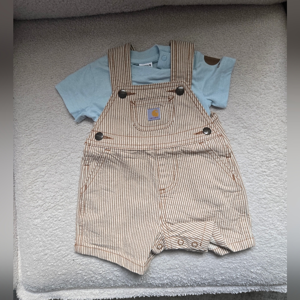 Carhartt Baby Overalls with Blue Shirt